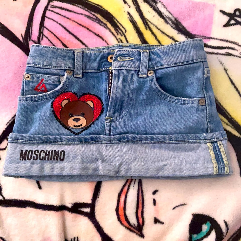 Little Girls Jean Skirt Decorated - MOSCHINO